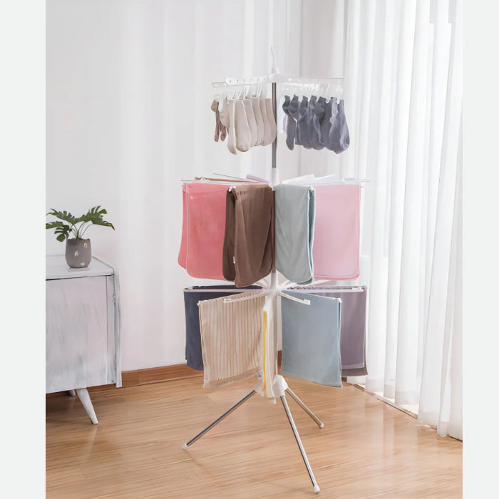 Uscator de rufe pliabil, Alb, 80 x 80 x 170 cm [8]