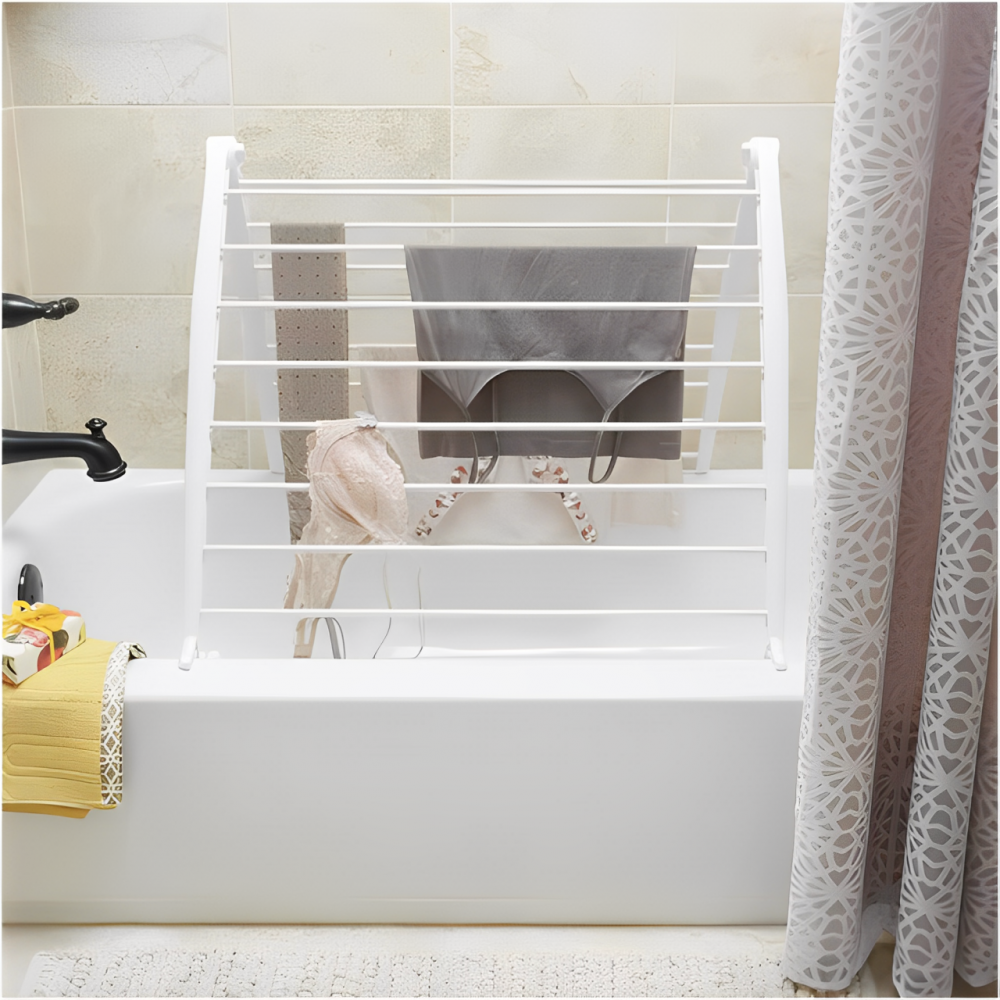 Uscător pentru haine compact, pliabil, din material plastic și metal, Alb, 68 x 135 cm [6]