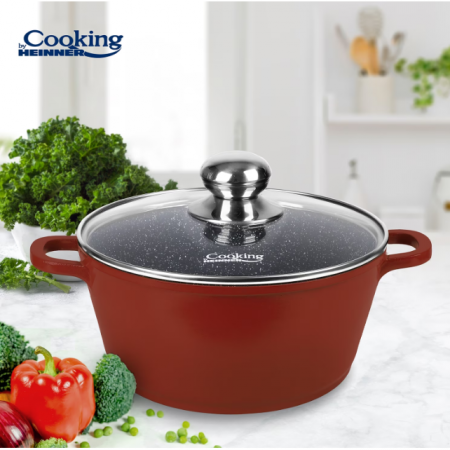 Cratita din aluminiu cu capac, Cooking by Heinner, Calabria, Rosu, 2.5 l [1]
