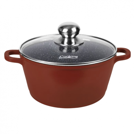 Cratite - Cratita din aluminiu cu capac, Cooking by Heinner, Calabria, Rosu, 2.5 l