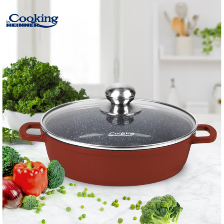 Cratita din aluminiu cu capac, Cooking by Heinner, Calabria, Rosu, 2.6 l [1]