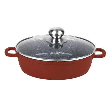 Cratite - Cratita din aluminiu cu capac, Cooking by Heinner, Calabria, Rosu, 8.8 l