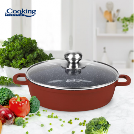 Cratita din aluminiu cu capac, Cooking by Heinner, Calabria, Rosu, 8.8 l [1]