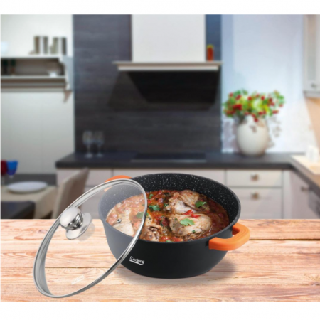 Cratita din aluminiu cu capac, Cooking by Heinner, Dark Line, Negru, 1.2 l [1]