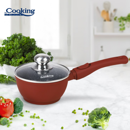 Cratita din aluminiu cu capac si maner detasabil, Cooking by Heinner, Calabria, Rosu, 1.3 l [4]