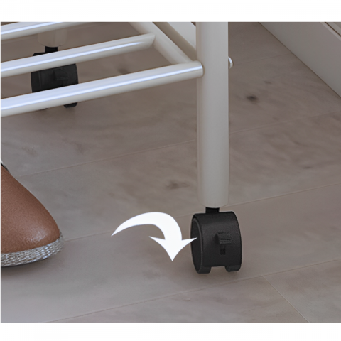 Cuier cu spatiu pentru umerase, palarii, 2 rafturi, din metal, cu roti, Alb, 80 x 35 x 175 cm [5]