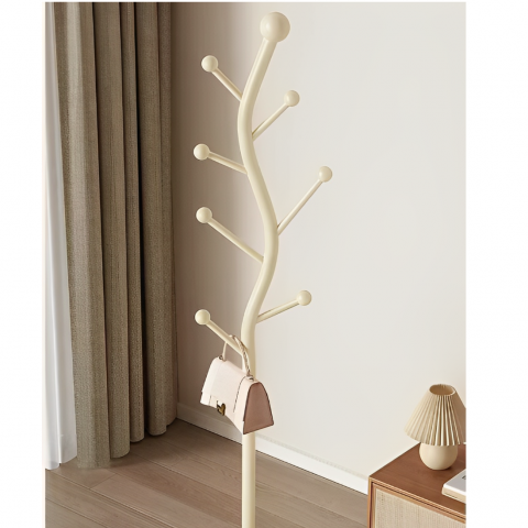 Cuier elegant din metal, formă de S, tip pom, finisaj crem, 30 x 178 cm [5]