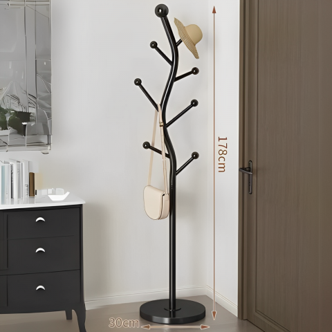Cuier elegant din metal, formă de S, tip pom, finisaj negru, 30 x 178 cm [1]