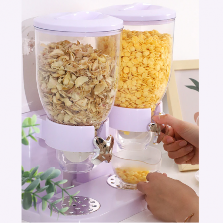 Dispenser pentru cereale cu doua recipiente, Alb, 33 x 20 x 42 cm [1]