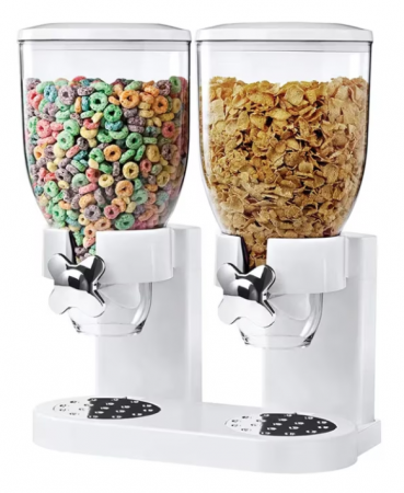 Servire - Dispenser pentru cereale cu doua recipiente, Alb, 33 x 20 x 42 cm