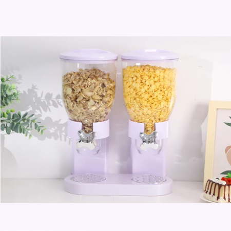 Dispenser pentru cereale cu doua recipiente, Alb, 33 x 20 x 42 cm [4]