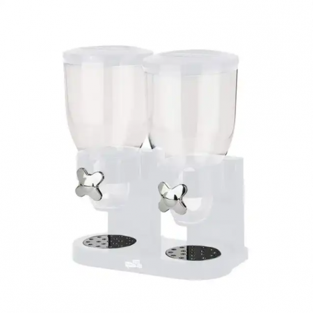 Dispenser pentru cereale cu doua recipiente, Alb, 33 x 20 x 42 cm [2]