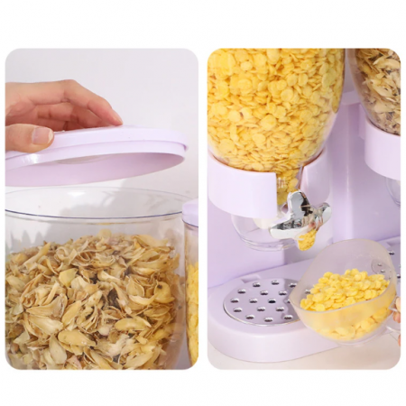 Dispenser pentru cereale cu doua recipiente, Alb, 33 x 20 x 42 cm [3]