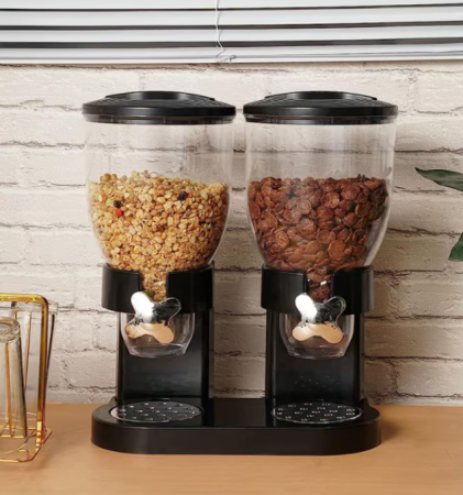 Dispenser pentru cereale cu doua recipiente, Negru, 33 x 20 x 42 cm [1]