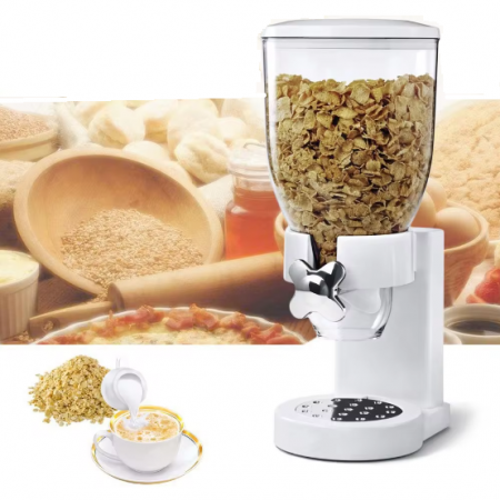 Dispenser pentru cereale din plastic cu un recipient, Alb, 15 x 18 x 33 cm [3]