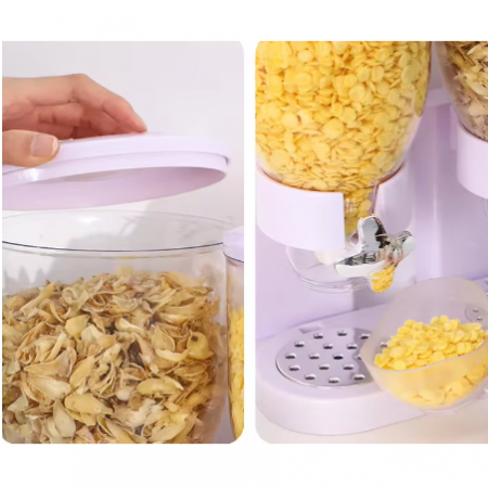 Dispenser pentru cereale din plastic cu un recipient, Alb, 15 x 18 x 33 cm [5]