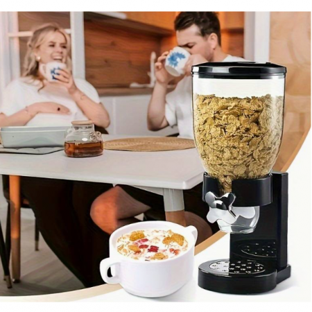 Dispenser pentru cereale din plastic cu un recipient, Negru, 15 x 18 x 33 cm [5]