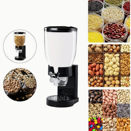 Dispenser pentru cereale din plastic cu un recipient, Negru, 15 x 18 x 33 cm [2]