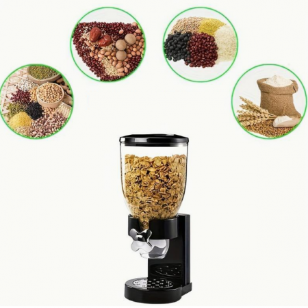 Dispenser pentru cereale din plastic cu un recipient, Negru, 15 x 18 x 33 cm [3]