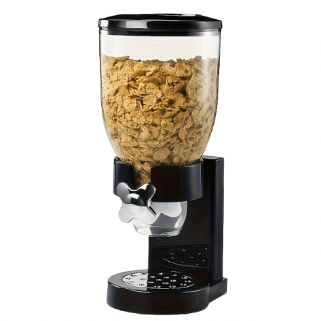 Dispenser pentru cereale din plastic cu un recipient, Negru, 15 x 18 x 33 cm [0]