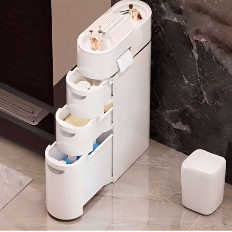 Dulap organizator, cu sertare, din plastic, ideal pentru depozitare si organizare, pentru spatii inguste, Alb, 17.5 x 41 x 78.5 cm [3]