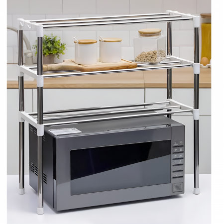 Etajera bucatarie multifunctionala cu 3 rafturi, pentru depozitare, Alb / Gri, 60 x 25 x 65 cm [3]
