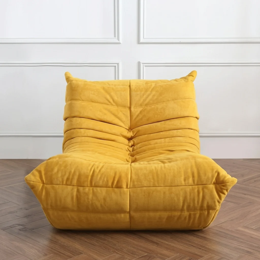 Fotoliu Lounge, material textil, design modern, confortabil, ideal pentru relaxare, Galben Mustar, 87 x 100 x 70 cm [3]