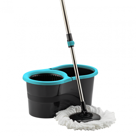 Galeata cu storcator si mop rotativ, Negru/Albastru, 16 litri [0]
