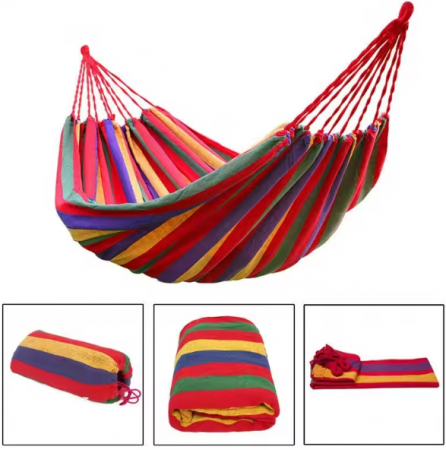 Hamac portabil pentru calatorie, stat in aer liber, Multicolor, 180 x 80 cm [4]