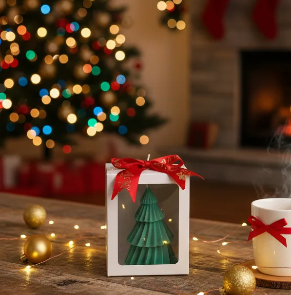 Craciun - Lumanare parfumata Brad, HANDMADE, ceara naturala din soia, fitil din bumbac