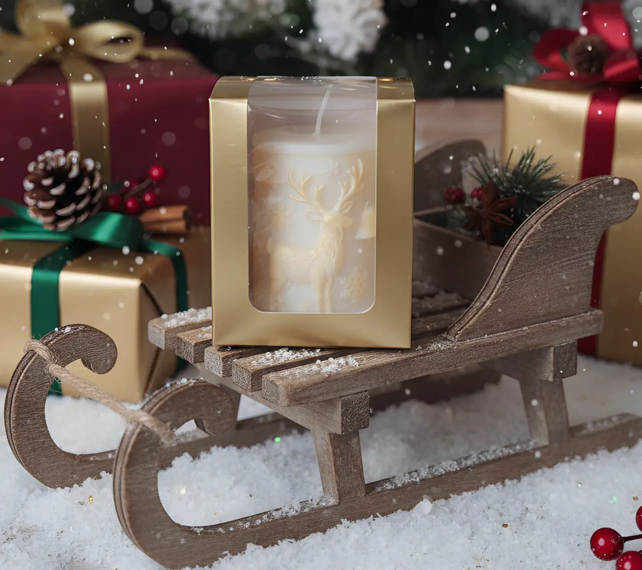 Lumanare parfumata cu model, HANDMADE, ceara naturala din soia, fitil din bumbac, 7.5 cm