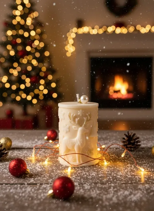 Lumanare parfumata cu model, HANDMADE, ceara naturala din soia, fitil din bumbac, 7.5 cm [1]