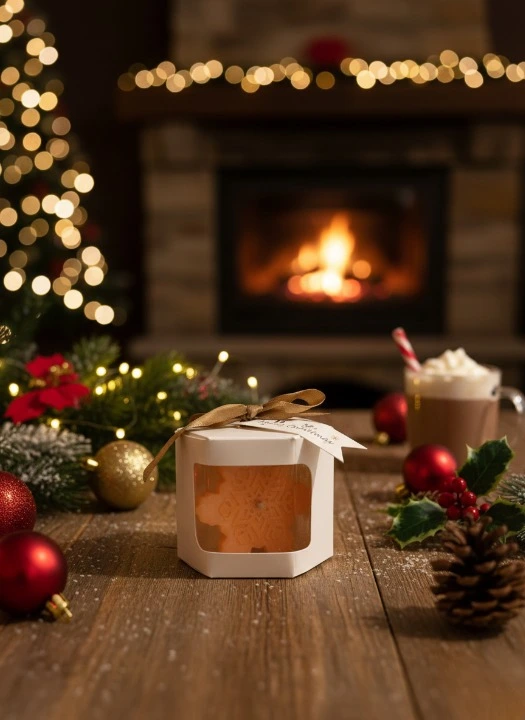 Lumanare parfumata fulg de zapada, HANDMADE, ceara naturala din soia, fitil din bumbac, 7.5 cm [2]