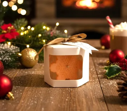 Lumanare parfumata fulg de zapada, HANDMADE, ceara naturala din soia, fitil din bumbac, 7.5 cm