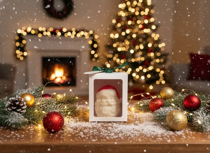 Lumanare parfumata Mos Craciun, HANDMADE, ceara naturala din soia, fitil din bumbac, 7.5 cm [2]