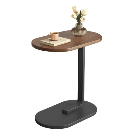 Masă de cafea ovală, blat din MDF, pentru living, Maro/Negru, 45 x 30 x 60 cm [1]