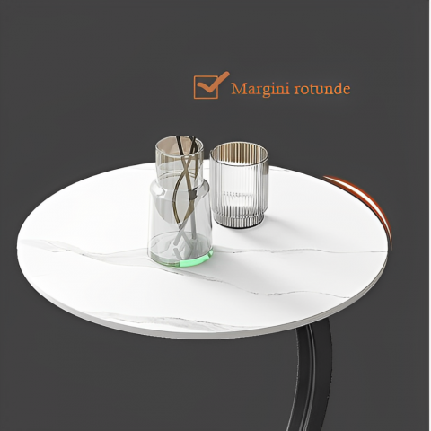 Masă de cafea rotundă, blat din MDF, pentru living, Alb/Negru, 40 x 60 cm [4]