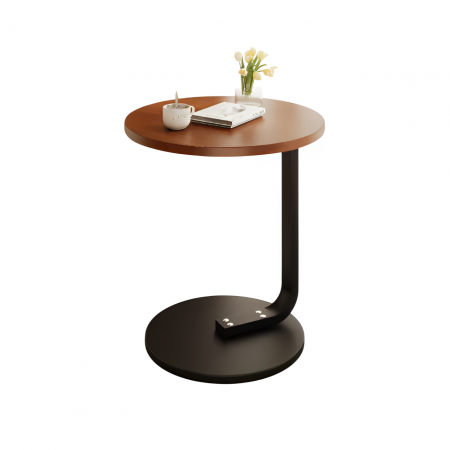 Masă de cafea rotundă, blat din MDF, pentru living, Maro/Negru, 50 x 60 cm [1]