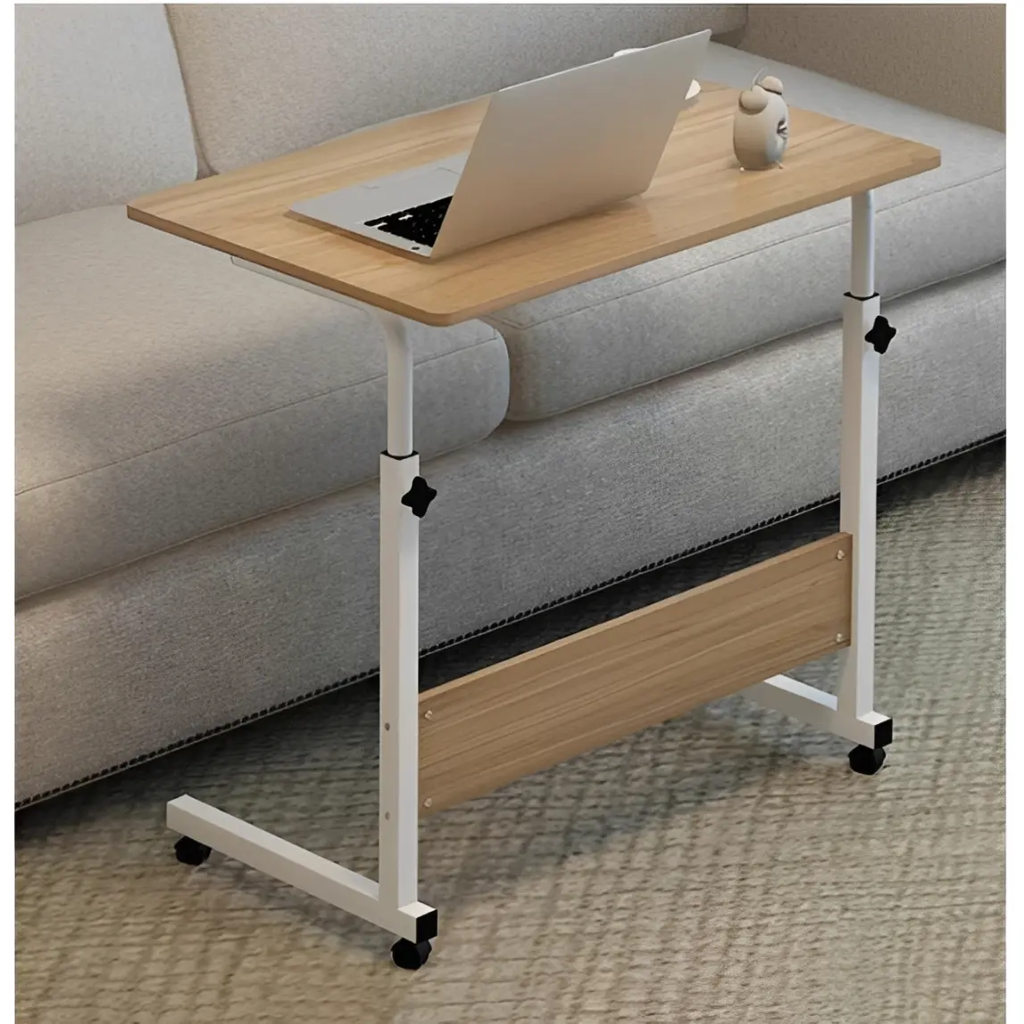 Masa pentru laptop, de lucru, cu inaltime reglabila, roti, Maro, 60 x 40 x 70-80 cm [2]