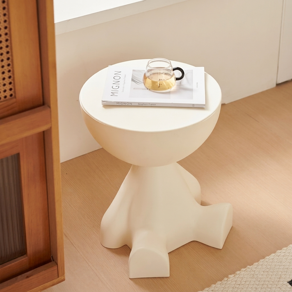 Mese - Masuta decorativa pentru cafea, model figurina, din plastic, Alb, 37 x 41 cm
