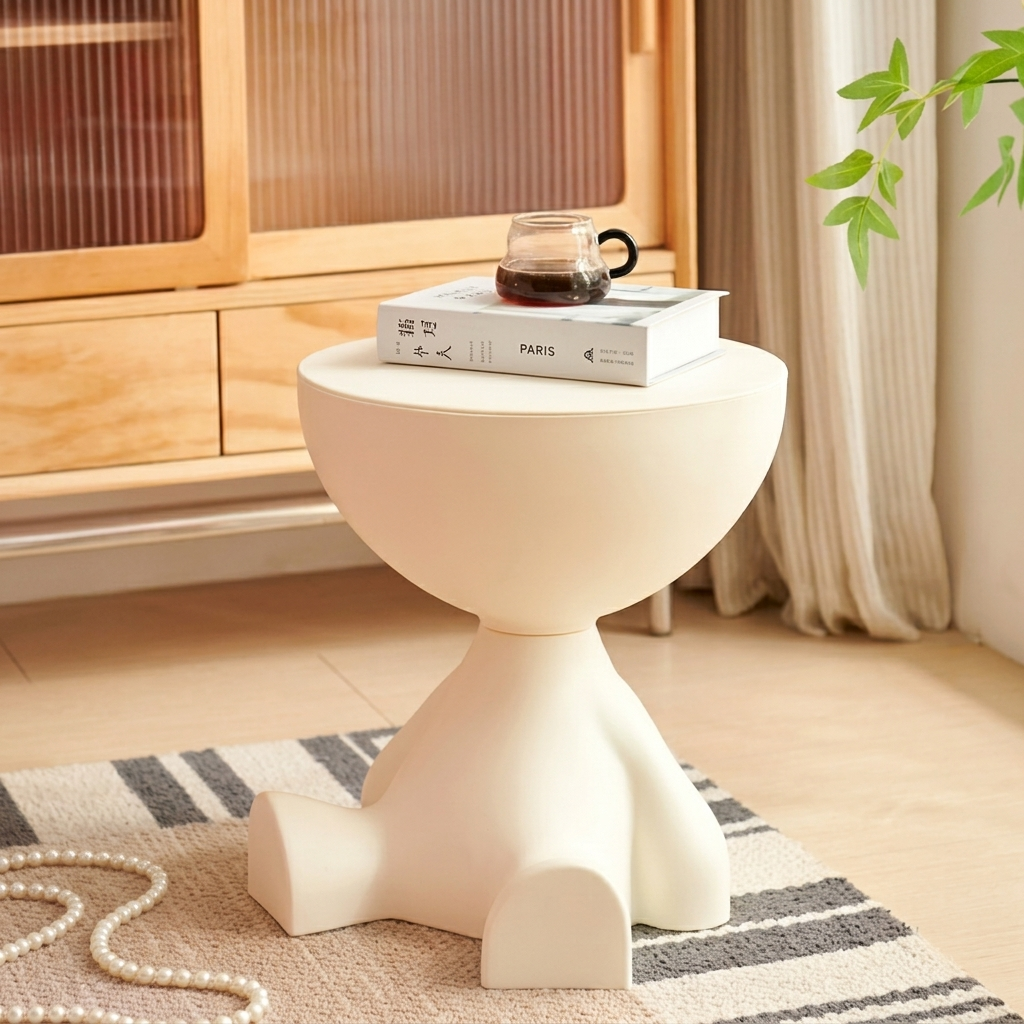 Masuta decorativa pentru cafea, model figurina, din plastic, Alb, 37 x 41 cm [3]