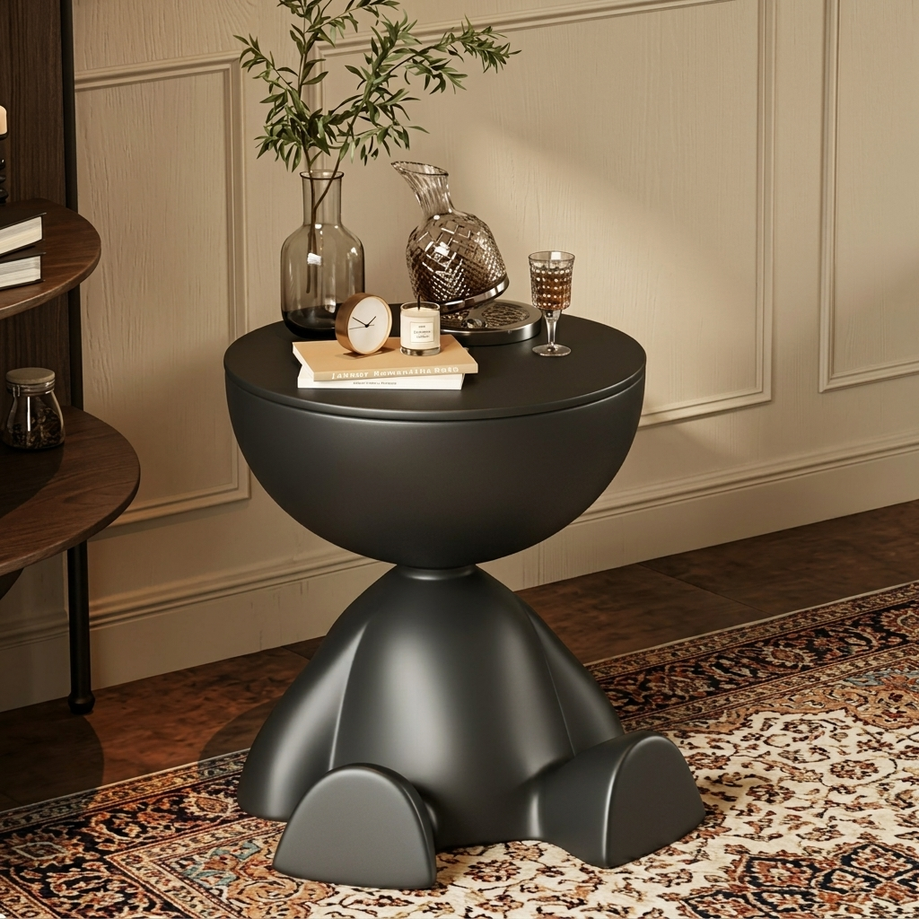 Masuta decorativa pentru cafea, model figurina, din plastic, Negru, 37 x 41 cm [4]