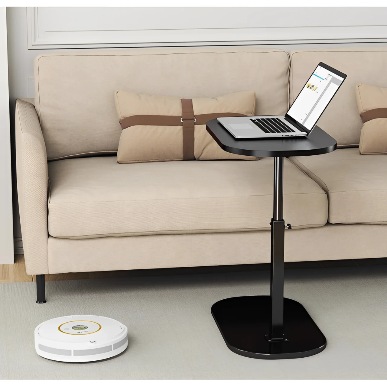 Masuta pentru cafea, blat MDF, inaltime ajustabila, Herum, Negru, 40 x 30 x 43-80 cm [5]