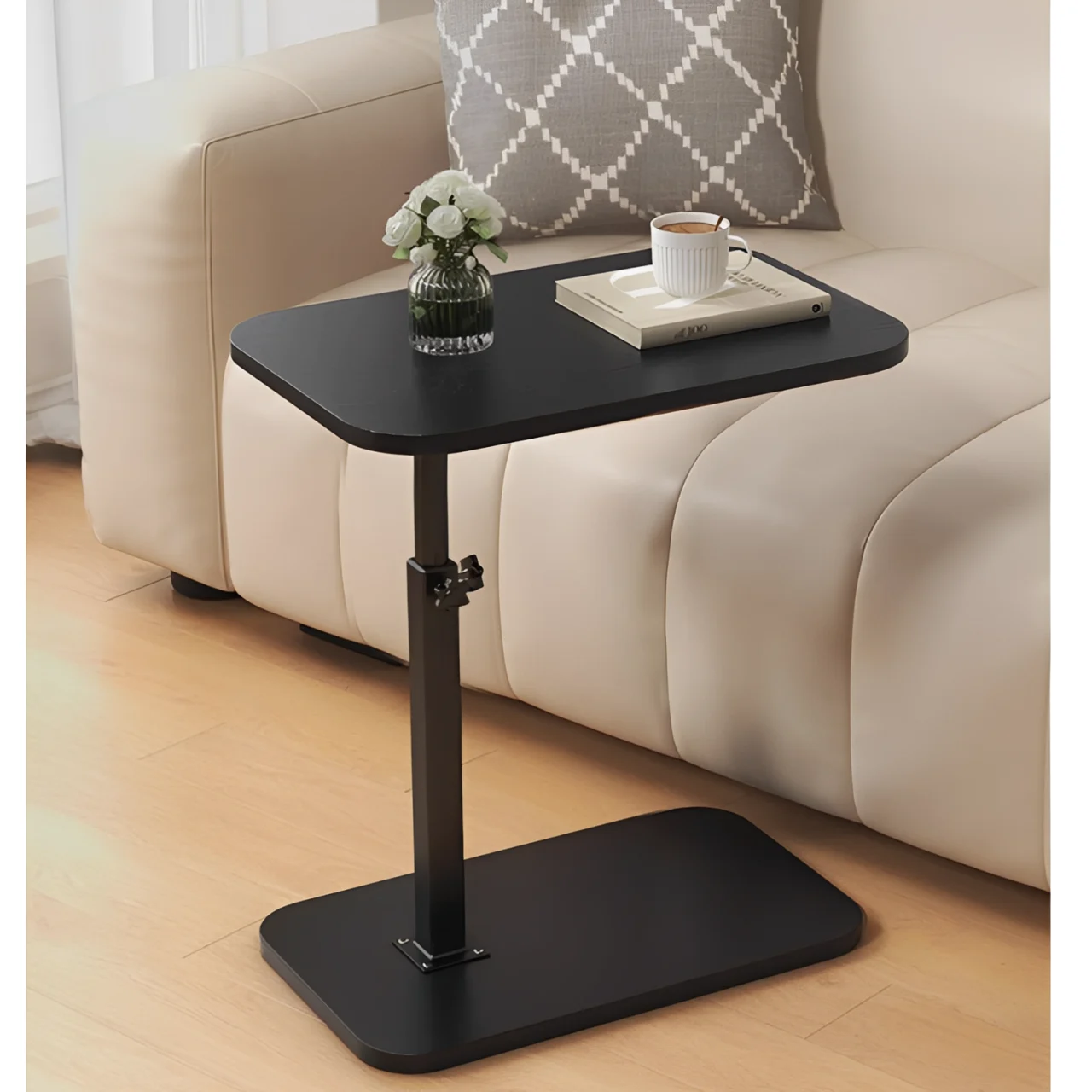 Mobila - Masuta pentru cafea, blat MDF, inaltime ajustabila, Herum, Negru, 40 x 30 x 43-80 cm