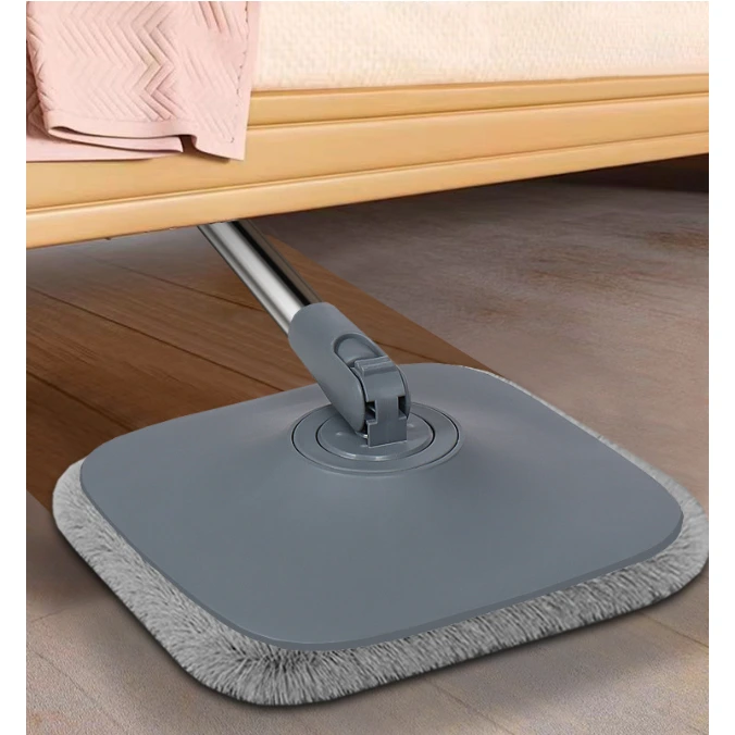 Mop plat si galeata rotativa, separare apa, 4 lavete din microfibra, Gri [2]