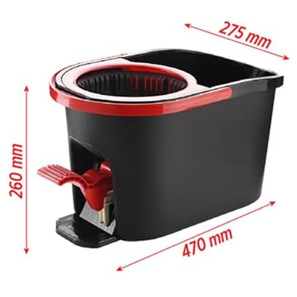 Mop si galeata cu pedala pentru stoarcere, Negru/Rosu, 16 l [3]
