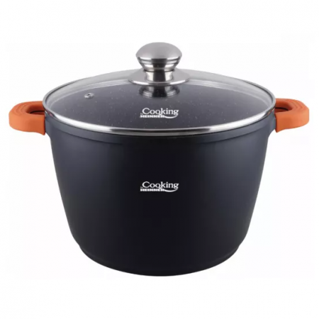 Oala din aluminiu cu capac, Cooking by Heinner, Dark Line, Negru, 10 l