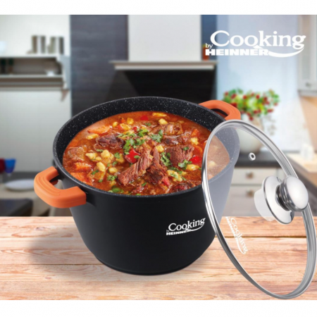 Oala din aluminiu cu capac, Cooking by Heinner, Dark Line, Negru, 10 l [2]