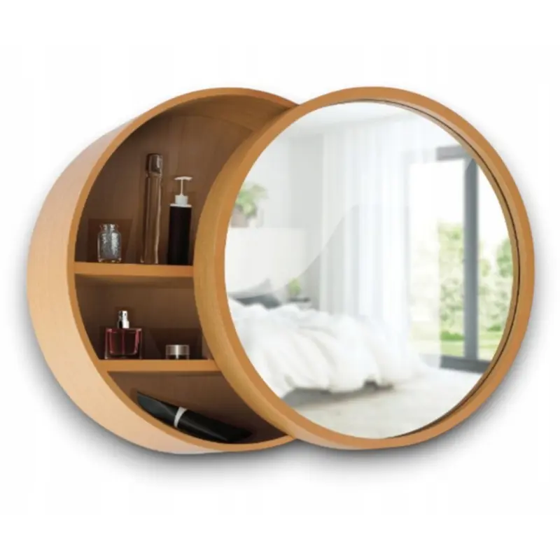 Oglinda de baie cu dulap din MDF, diametru 50 cm [0]