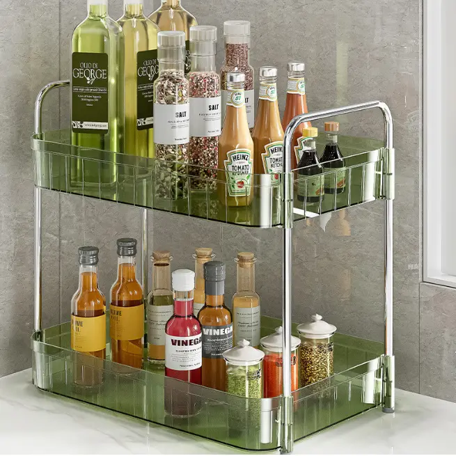 Organizator cu 2 niveluri, din plastic, practic, util, Verde, 33 x 22 x 36 cm [0]